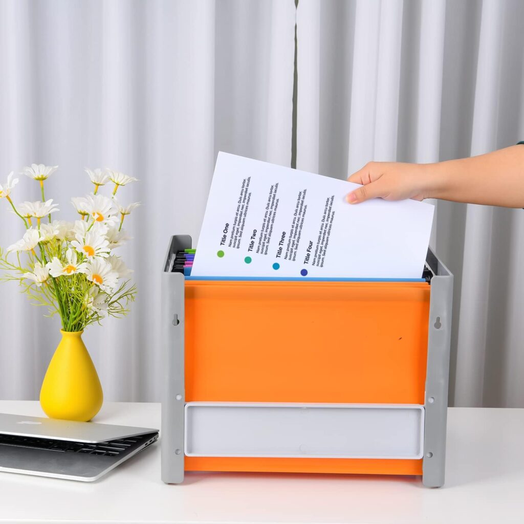 15PC PVC Filing Cabinet A4 Polypropylene Suspension Files with Tabs and Inserts for Office School Desktop File Storage, File Classification File Folder (Mixed Color)