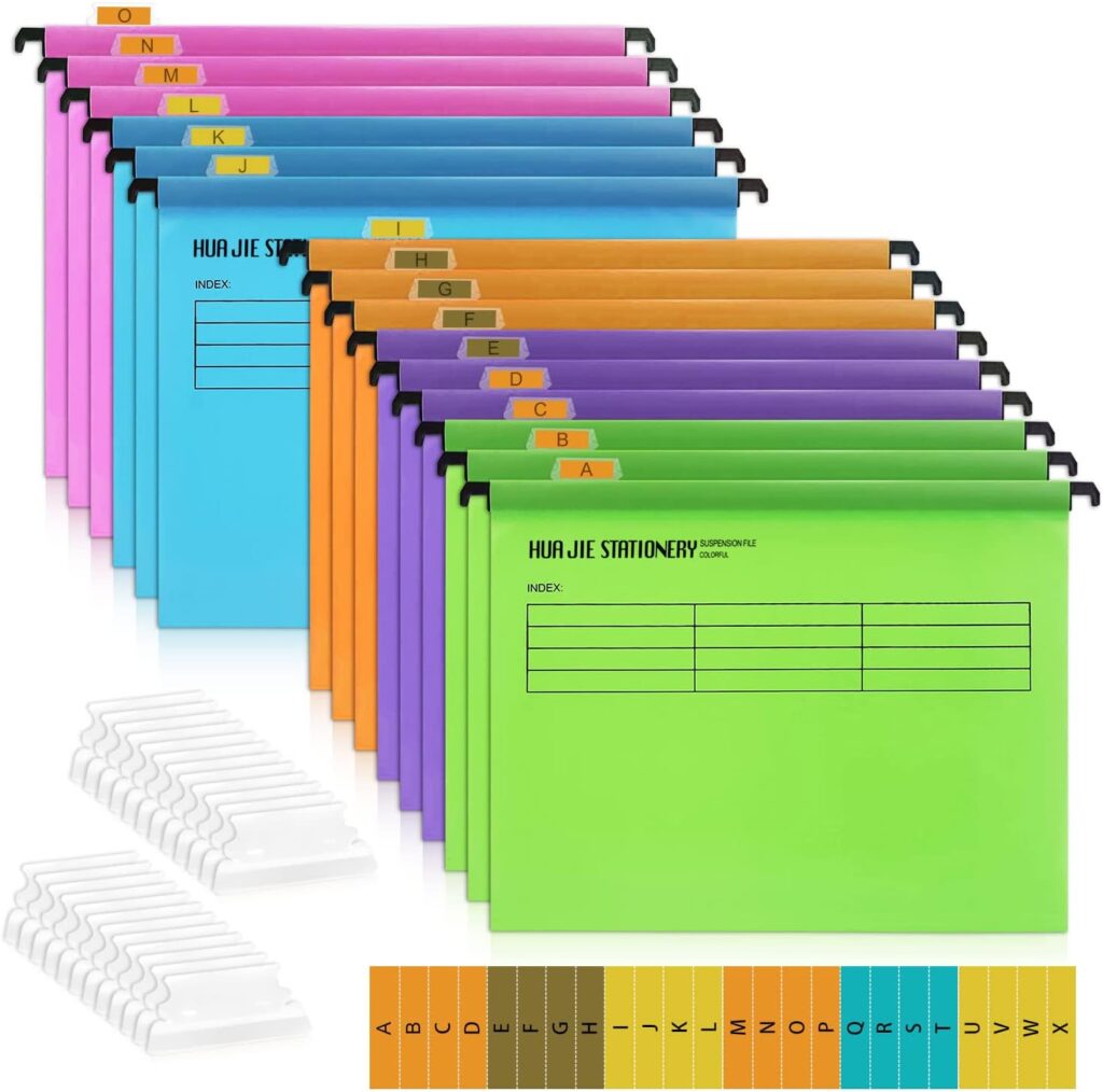 A4 Suspension Files, 15 PCS Filing Cabinet Suspension Files with Tabs Filing Cabinet Dividers Hanging Files for Office School Home Organization