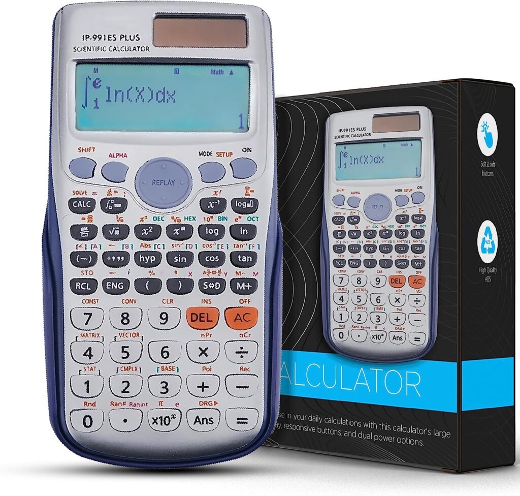 CTIFREE Scientific Calculators With 417 Functions, 12 Digit Wide Lcd Display Scientific Calculator For Secondary School, Solar And Battery Dual Power Calculator Scientific For College/Business/Office