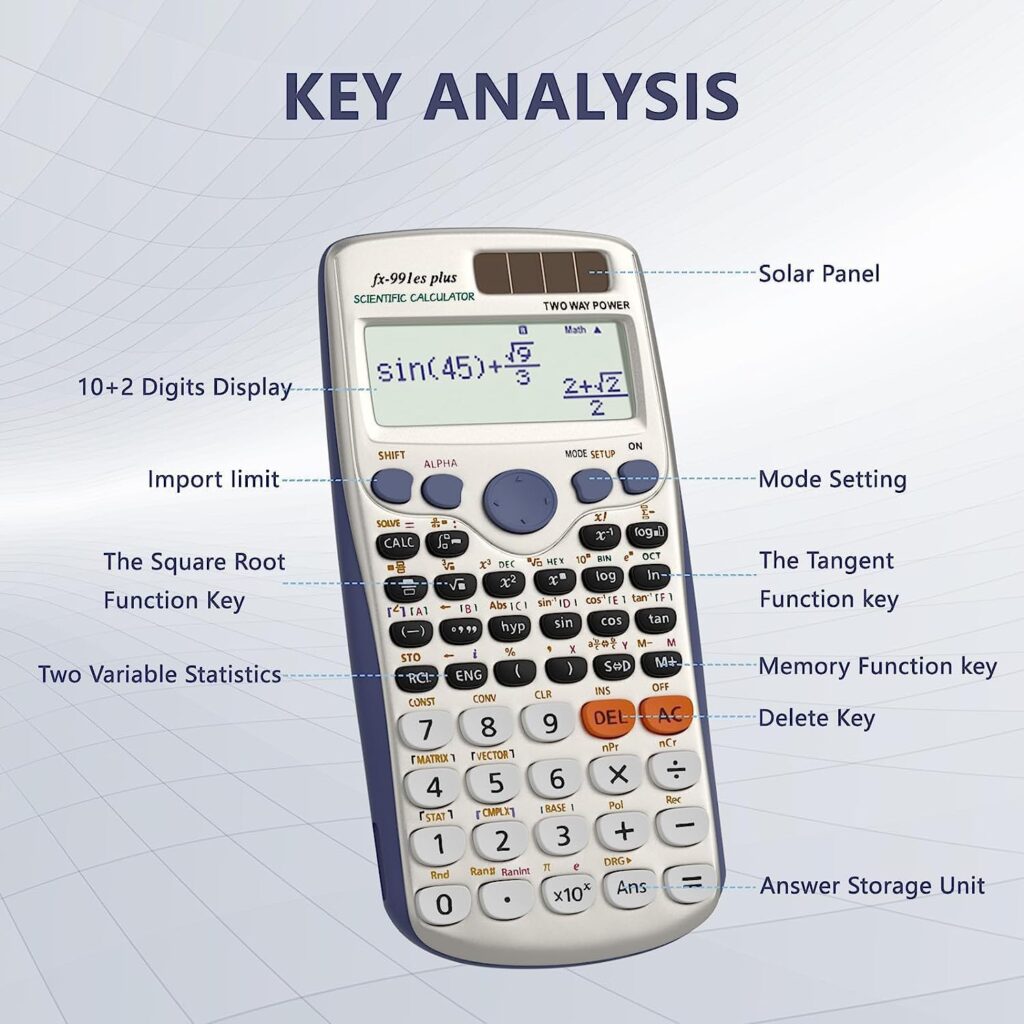 CTIFREE Scientific Calculators With 417 Functions, 12 Digit Wide Lcd Display Scientific Calculator For Secondary School, Solar And Battery Dual Power Calculator Scientific For College/Business/Office