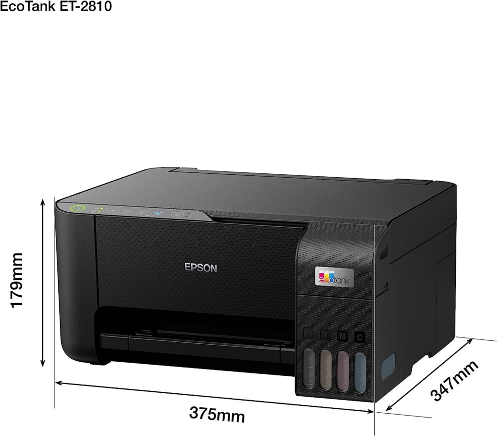 Epson EcoTank ET-2810 Print/Scan/Copy Wi-Fi Ink Tank Printer, With Up To 3 Years Worth Of Ink Included Black