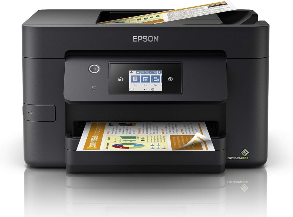 Epson WorkForce WF-3820 All-in-One Wireless Colour Printer with Scanner, Copier, Fax, Ethernet, Wi-Fi Direct and ADF, Black