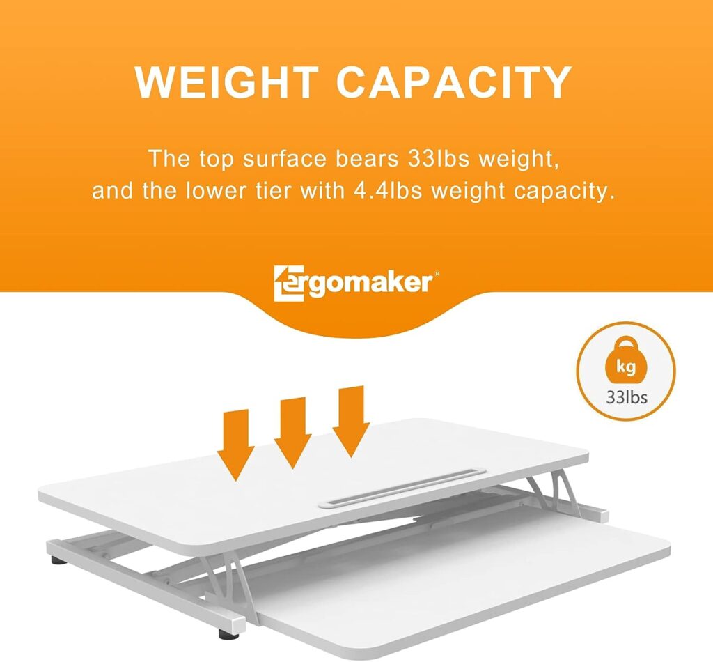 ERGOMAKER Height Adjustable Standing Desk Converter - 81cm (32 Inch) Wide Platform Tabletop Workstation - Quick Sit to Stand Desk Riser for Dual Monitors White