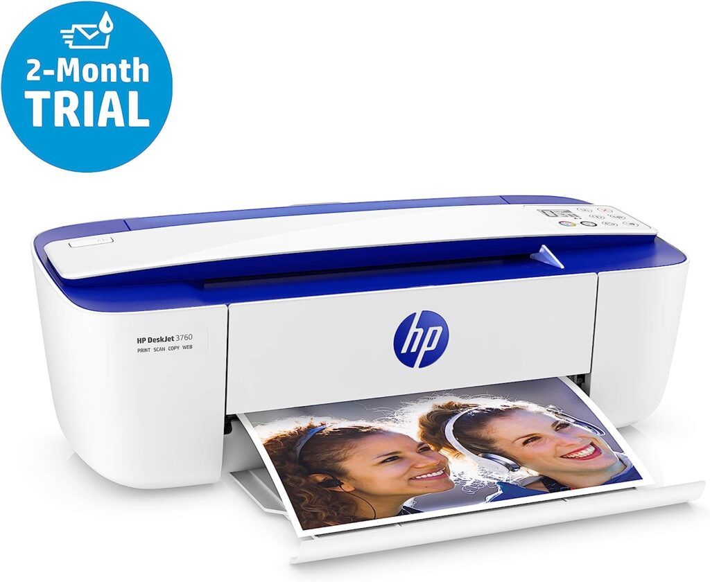 HP DeskJet 3760 All-in-One Colour Printer, Instant Ink with 2 Months Trial, White