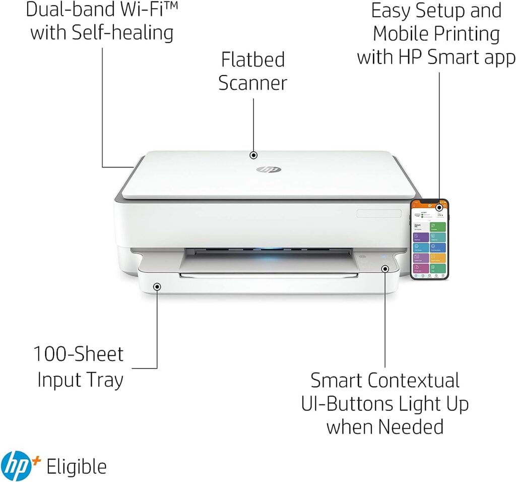 HP Envy 6020e All in One Colour Printer with 6 months of Instant Ink included with HP+, White