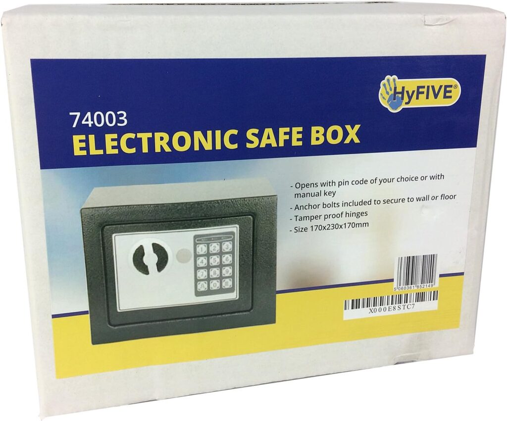 Hyfive Safebox For Home, High Security Steel small home Office Digital Electronic Safe Box with Two Keys Small Value Safe with Digital Keypad for Extra Security