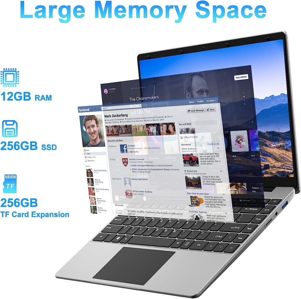 jumper Windows 11 Laptop,12GB RAM 256GB SSD Laptops,14 Inch 1920x1080 Pixels Ultrabook,Intel Celeron J4105 Processor Computerï¼up to 2.5ghzï¼,Laptops with Dual-Band WiFi,USB 3.0, Gray.