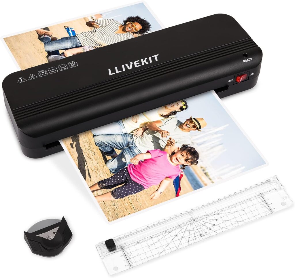 LLIVEKIT A4 Laminator, Laminator Machine with 20 Laminating Pouches, 4 in 1 Thermal Laminator with Paper Trimmer and Corner Rounder, 9 inches Personal A4 Laminating Machine for Home Office School