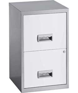 Pierre Henry 2 Drawer Maxi Filing Cabinet A4 Modern Silver / White