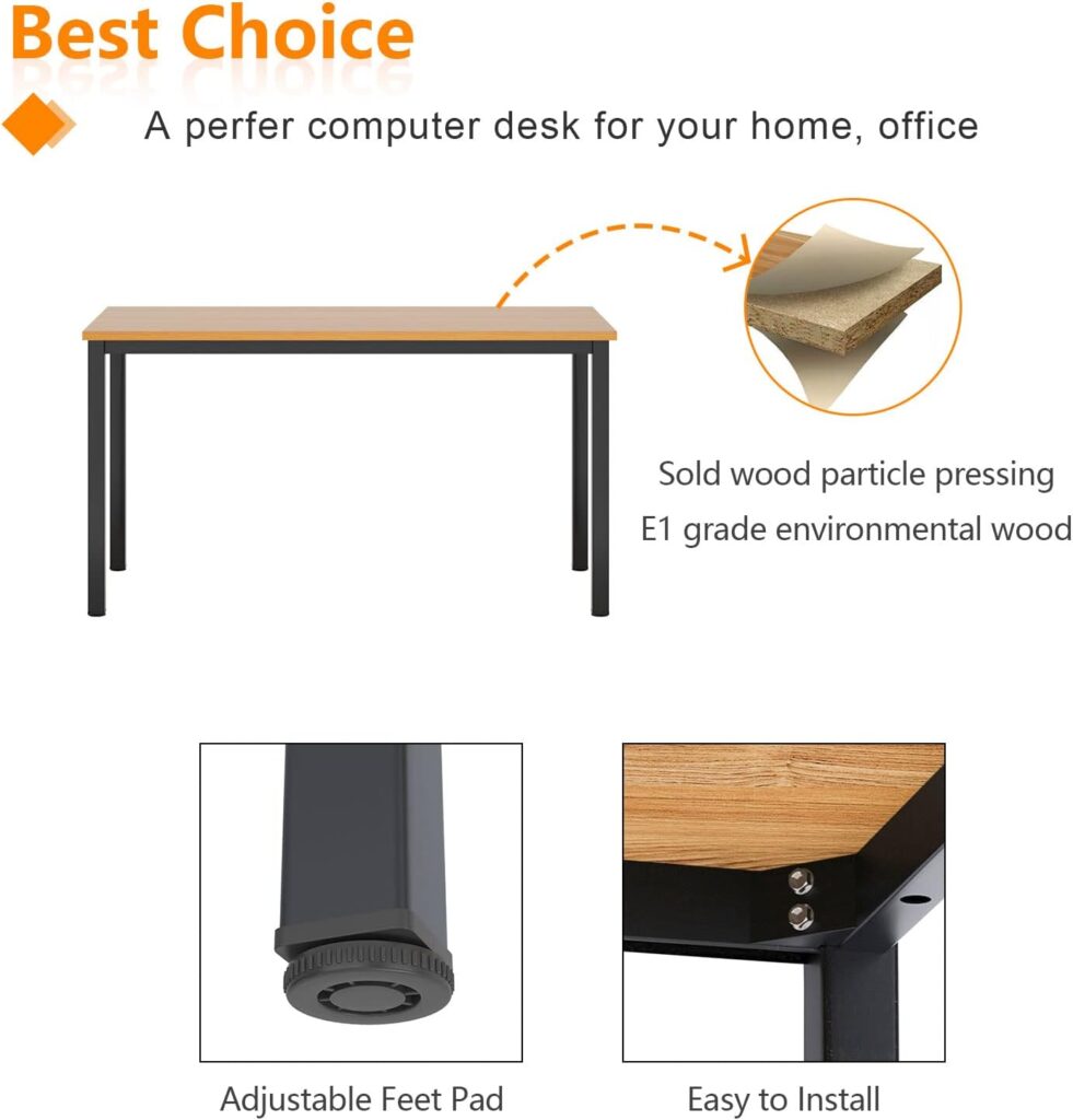 SogesHome Computer Desk 100 x 60 x 75 cm PC Desk Office Desk Workstation for Home Office Use Writing Table,Dinner Table Conference table,TeakBlack,AC3BB-100-SH