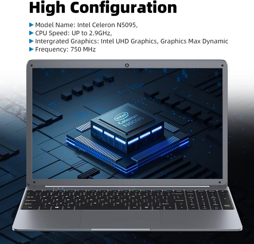 WAICID Laptop 15.6 Inch, 512GB SSD 12GB DDR4, Windows 11 Laptops Computer with Intel Celeron N5095(4M Cache, up to 2.9 GHz), USB Type-C, IPS FHD 1080P Display, 5G/2.4Ghz WiFi, 2*USB3.0, Bluetooth 4.2