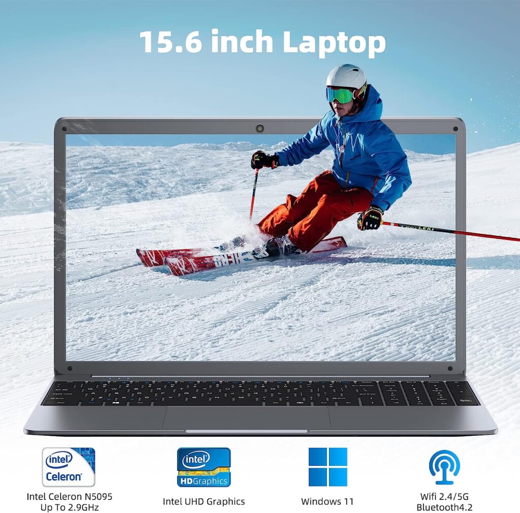 WAICID Laptop 15.6 Inch, 512GB SSD 12GB DDR4, Windows 11 Laptops Computer with Intel Celeron N5095(4M Cache, up to 2.9 GHz), USB Type-C, IPS FHD 1080P Display, 5G/2.4Ghz WiFi, 2*USB3.0, Bluetooth 4.2