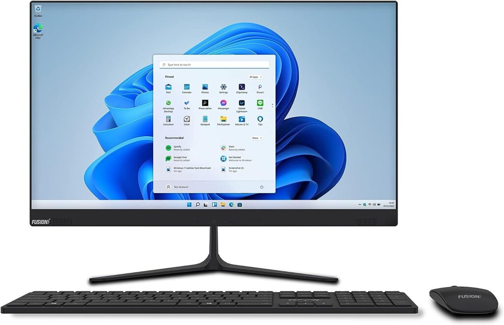 23.8 Full HD All in One PC Desktop Computer with Windows 11 - Intel N4120 QuadCore, 4GB RAM, 128GB SSD, Dual-Band WiFi, Bluetooth, Expandable HDD - AIO PC with Front Camera, Wireless Keyboard, Mouse