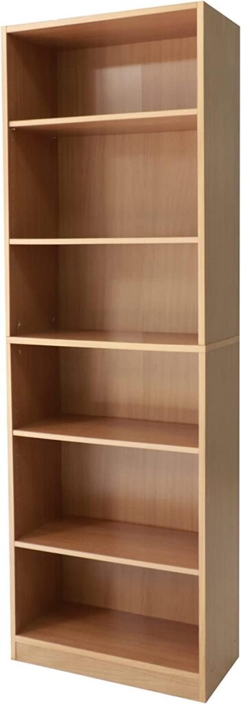 Absolute Deal Tall Narrow Bookcase Storage Unit With Adjustable Shelving Furniture For Living Room Home Office, Beech, 60 x 29 x 180 cm