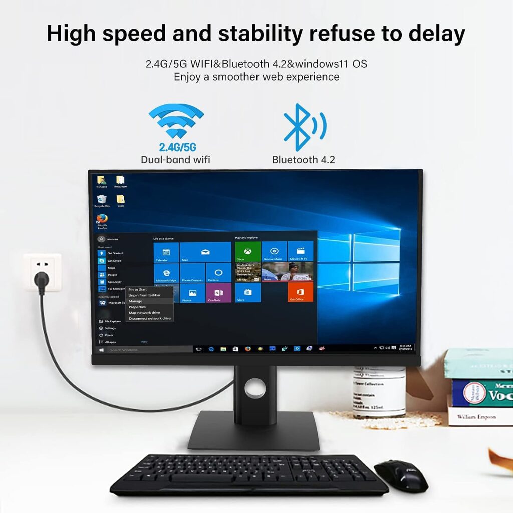 All in one PC 23.8 Inch Screen Height Adjustable Desktop Computer 8GB RAM,512GB SSD Intel Core i7-4785T,4 Cores 8 Threads,Windows 11 Support Dual Band Wifi,Bluetooth 4.2,Black