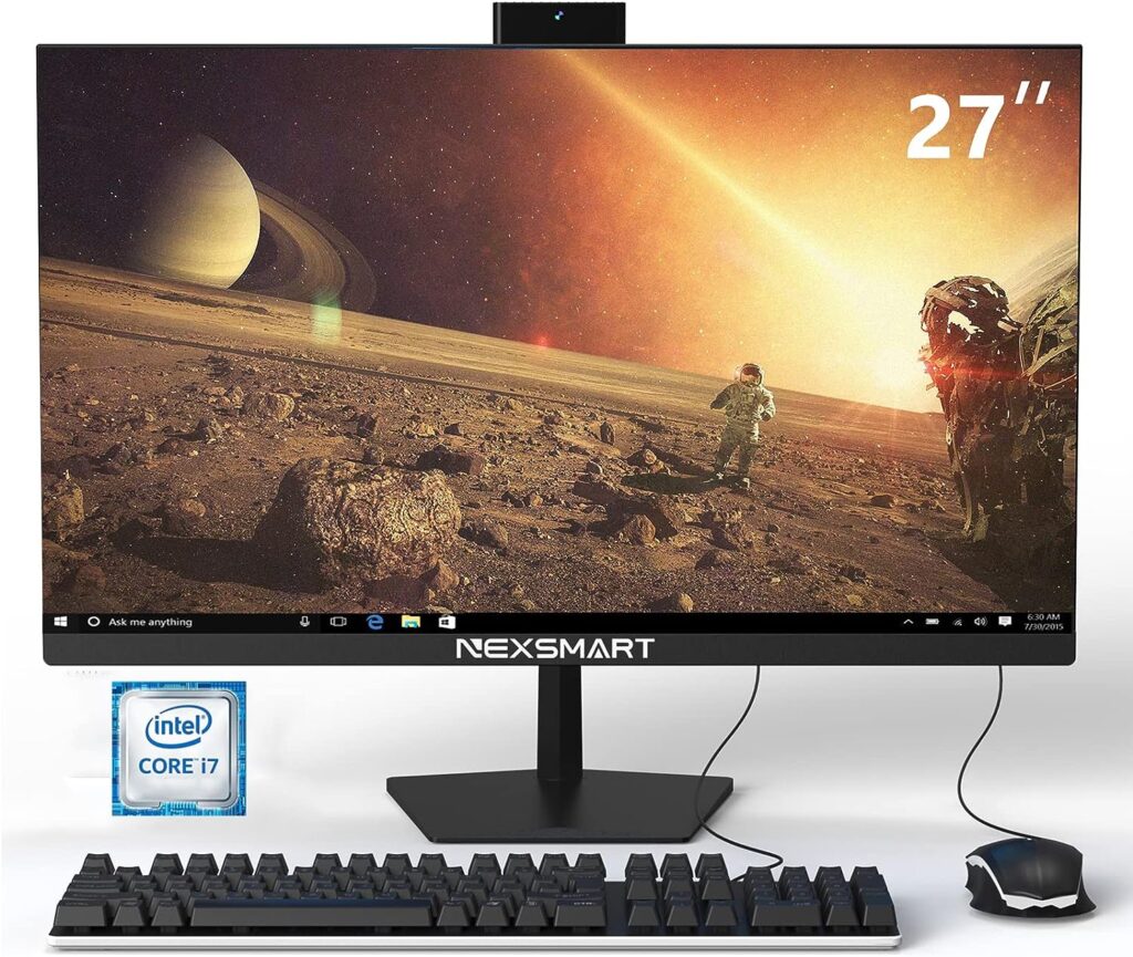 All in one PC Desktop Computer Gaming Desktop PC 27 inch FHD with Intel Core i7-4785T(Up to 3.20Ghz) Windows 11 Pro,16GB RAM,512GB SSD,With Front Webcam,Support Dual Band Wi-Fi,Bluetooth 4.2,Black