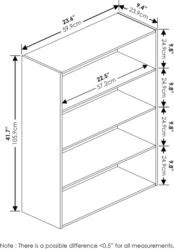 FURINNO 4-Tier Bookcases, Display Shelves, Engineered Wood, Espresso