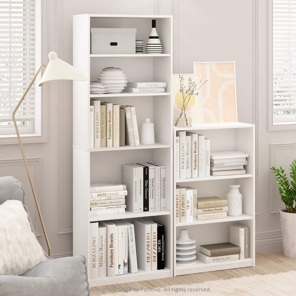 Furinno JAYA Simple Home 3-Tier Adjustable Shelf Bookcase, White