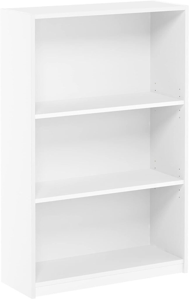 Furinno JAYA Simple Home 3-Tier Adjustable Shelf Bookcase, White