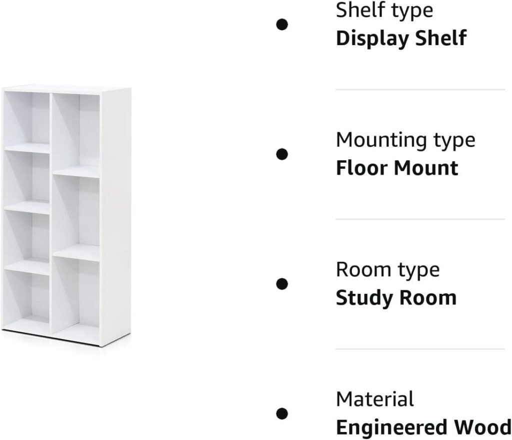 Furinno Luder 7-Cube Reversible Open Shelf Bookcase, White