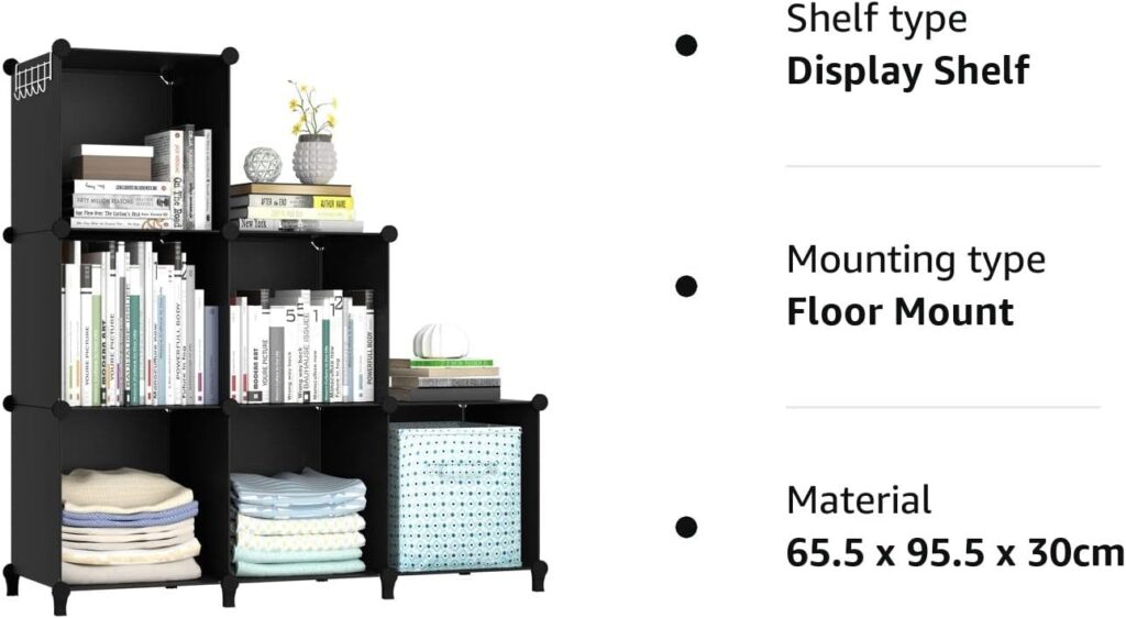 HOMIDEC Cube Bookcase, 6 Cube Storage Unit Bookshelf Storage Cube Organiser Multi-Use DIY Storage Cube Shelf for Books, Toys, Clothes, Tools