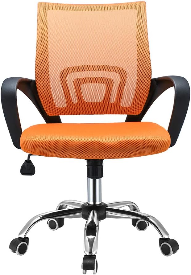 Panana Ergonomic Office Chair, Computer Desk Chair Executive Office Mid-Back Chair Mesh Upholstered Seat Swivel Task Chair (Orange)