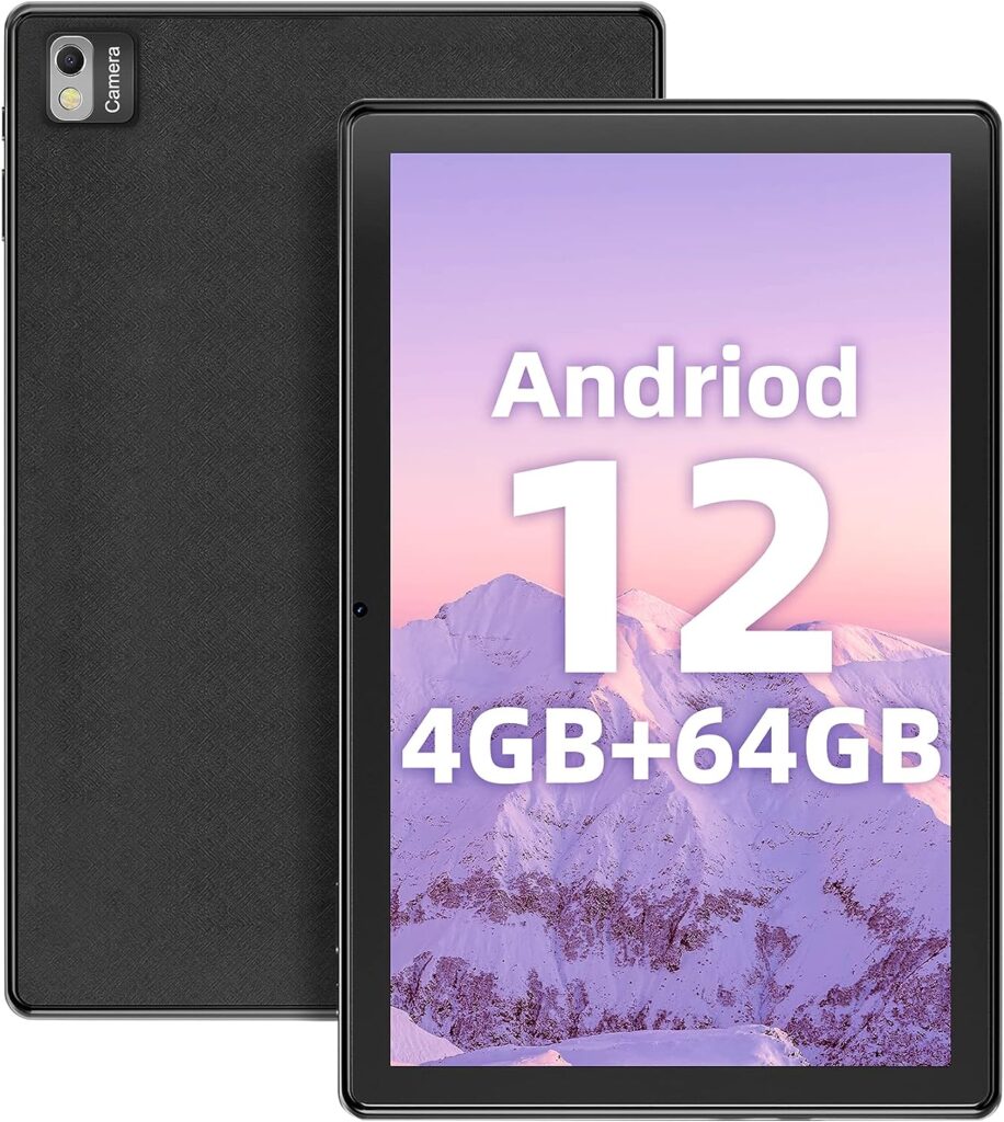 SGIN 10.1 Inch Tablet Android 12, 4GB RAM 64GB SSD (TF 256GB), Octa-Core Processor, 2MP+5MP Camera, 800x1280 HD IPS, 6000 mAh Battery Tablet with TF Card Slot, Dual WiFi, Bluetooth5.0, GPS, Type-C