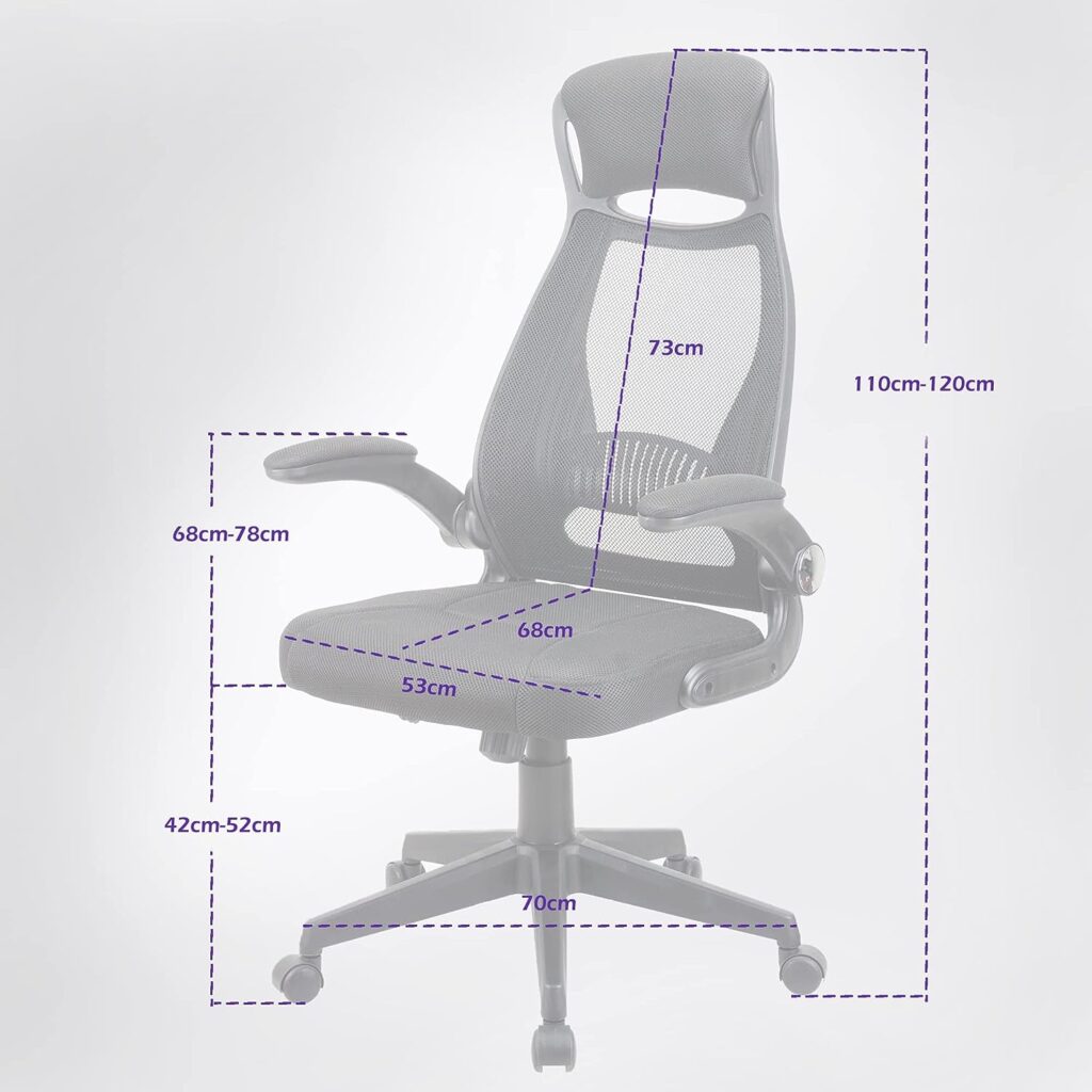 T-THREE.Ergonomic Desk Chair, Swivel Chair With Adjustable Lumbar Support, Headrest And Armrest, Height Adjustment and Rocker Function, Back-Friendly Office Chair Black