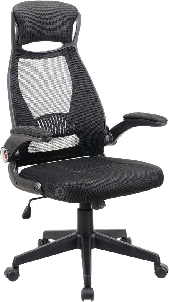 T-THREE.Ergonomic Desk Chair, Swivel Chair With Adjustable Lumbar Support, Headrest And Armrest, Height Adjustment and Rocker Function, Back-Friendly Office Chair Black