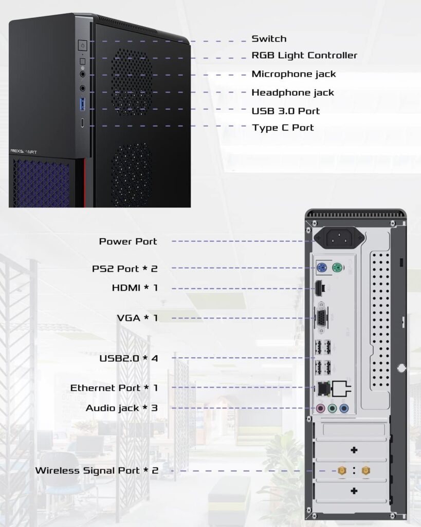 Windows 11 Pro Desktop PC 16GB RAM 512GB SSD Intel Core i7-4765T Processor Mini PC Computer with 2.4G/5G/6G WiFi6E Bluetooth 5.3, Small Size and RGB Light Design, Including Mouse Keyboard