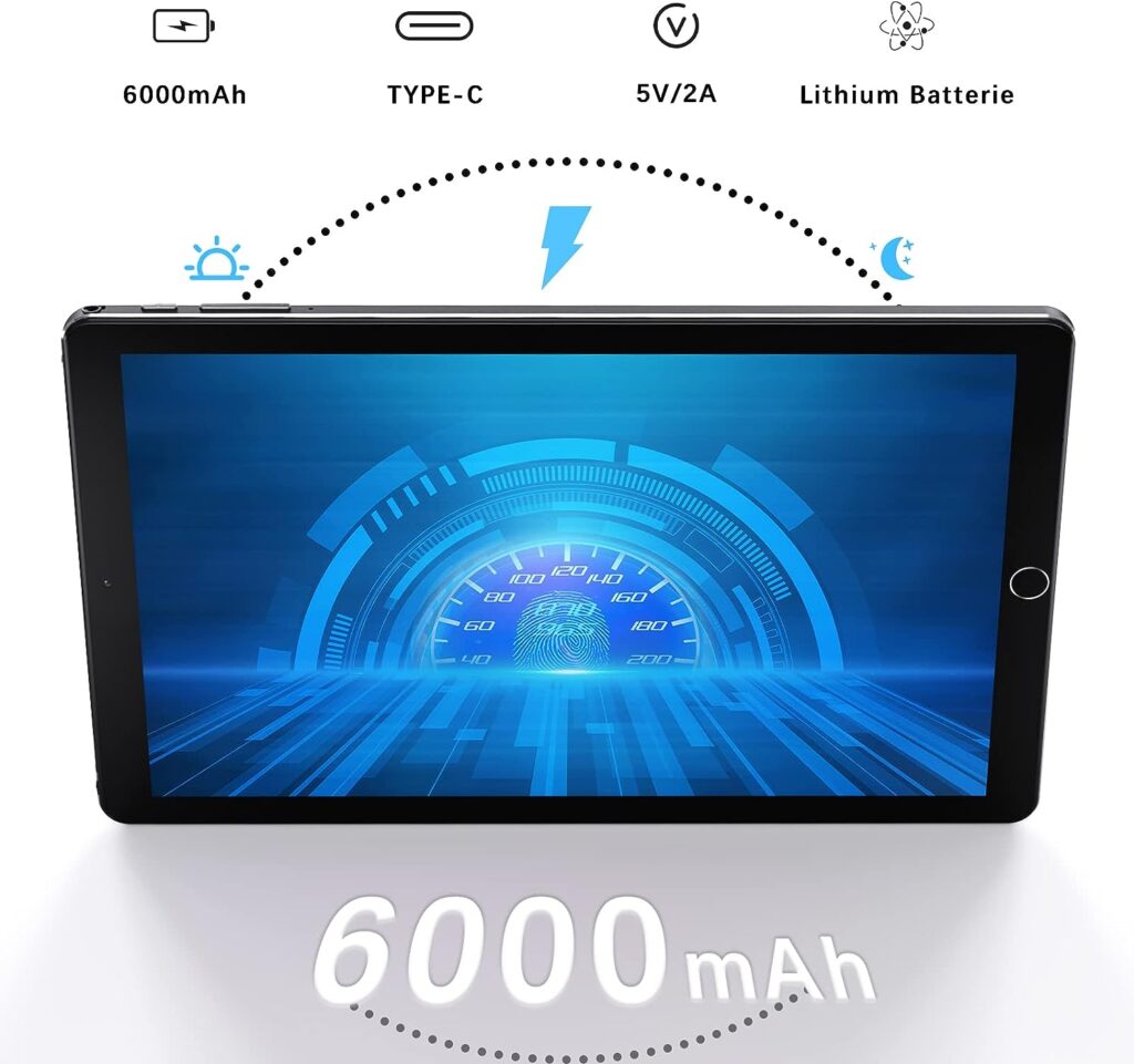 YUMKEM Android Tablet Cellcular + WiFi 10 Inch, 4G LTE 2 in 1 Tablets PC with IPS 1280P HD Screen, 2 SIM Card Slots, 6000mAh Battery, 64GB Storage 128GB Expand, GPS, BT 5.0, Stereo, Black