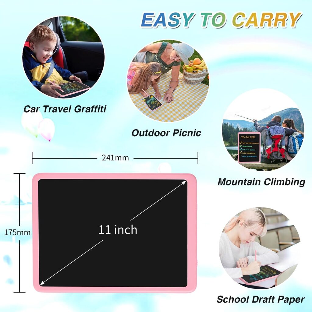 11 Inch Digital Ewriter, Electronic Graphic Drawing Tablet, Erasable Portable Doodle LCD Writing Tablet，Pink