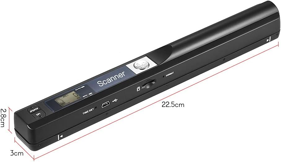 Bisofice Document Scanner Portable Scanner A4 Book Scanner, Handheld Stick Wireless Scanner, 900 DPI, JPG/PDF Formats, LCD Display, with Protective Case for Business Documents/Receipts/Books/Pictures