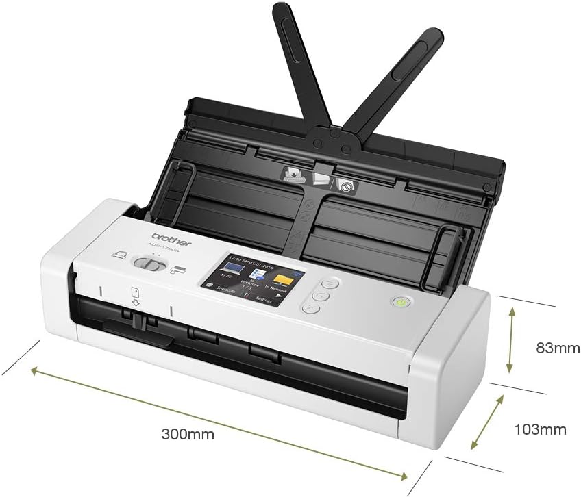 Brother ADS-1700W Document Scanner, Wireless/USB 3.0, Compact, Desktop, 25PPM, A4 Scanner, Includes AC Adapter