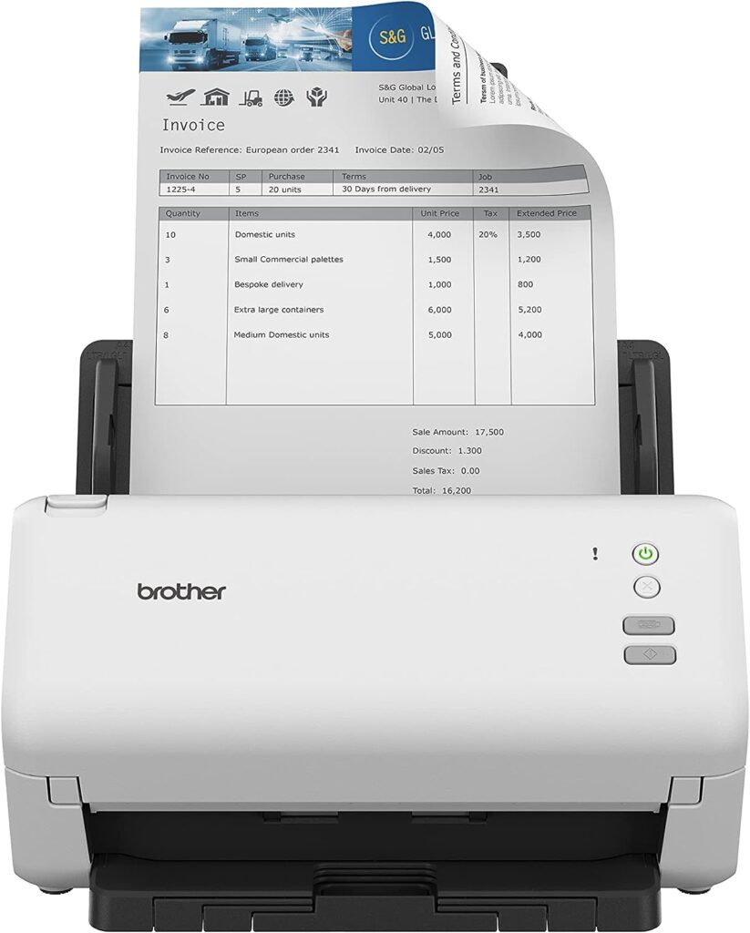 Brother ADS-4100 Desktop Document Scanner |SuperSpeed USB 3.0 | Double-sided | 60 Sheet ADF, UK Plug