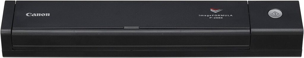 Canon P-208II Portable A4 Document Scanner, USB Mobile Document Scanner Duplex, Double Sided scanning, Home scanner, Plug Play, 10x Automatic Document Feeder, Windows/MAC - Black