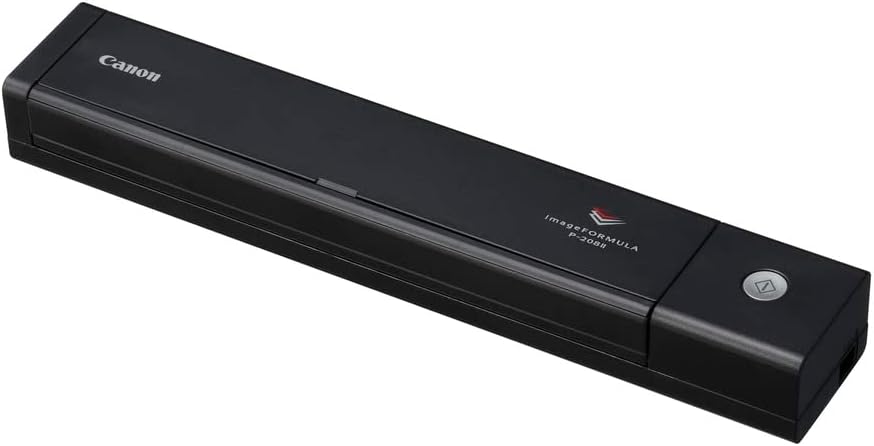 Canon P-208II Portable A4 Document Scanner, USB Mobile Document Scanner Duplex, Double Sided scanning, Home scanner, Plug Play, 10x Automatic Document Feeder, Windows/MAC - Black