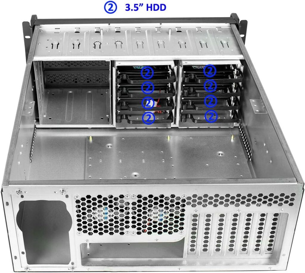 Codegen V2 600mm 4U Rackmount Server Case, ATX, 8 x 3.5 HDDs, 2 x 120mm Fans Included, 2 x 80mm Fans Included | Black