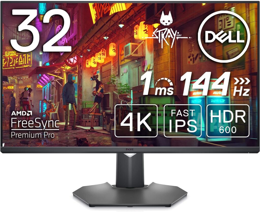 Dell G3223Q 32 Inch 4K UHD (3840x2160) Gaming Monitor, 144Hz, Fast IPS, 1ms, AMD FreeSync Premium Pro, 95% DCI-P3, HDR 600, DisplayPort, 2x HDMI, 3x USB, 3 Year Warranty, Black