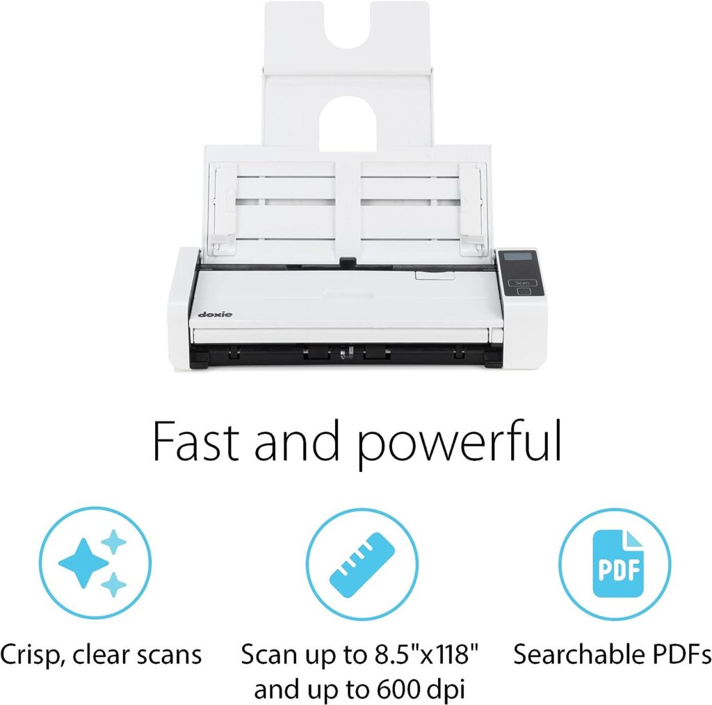 Doxie Pro DX400 - Document Scanner and Receipt Scanner For Home and Office. The Best Desktop Scanner, Small Scanner, Compact Scanner, Duplex Scanner (Two Sided Scanner), for Windows and Mac