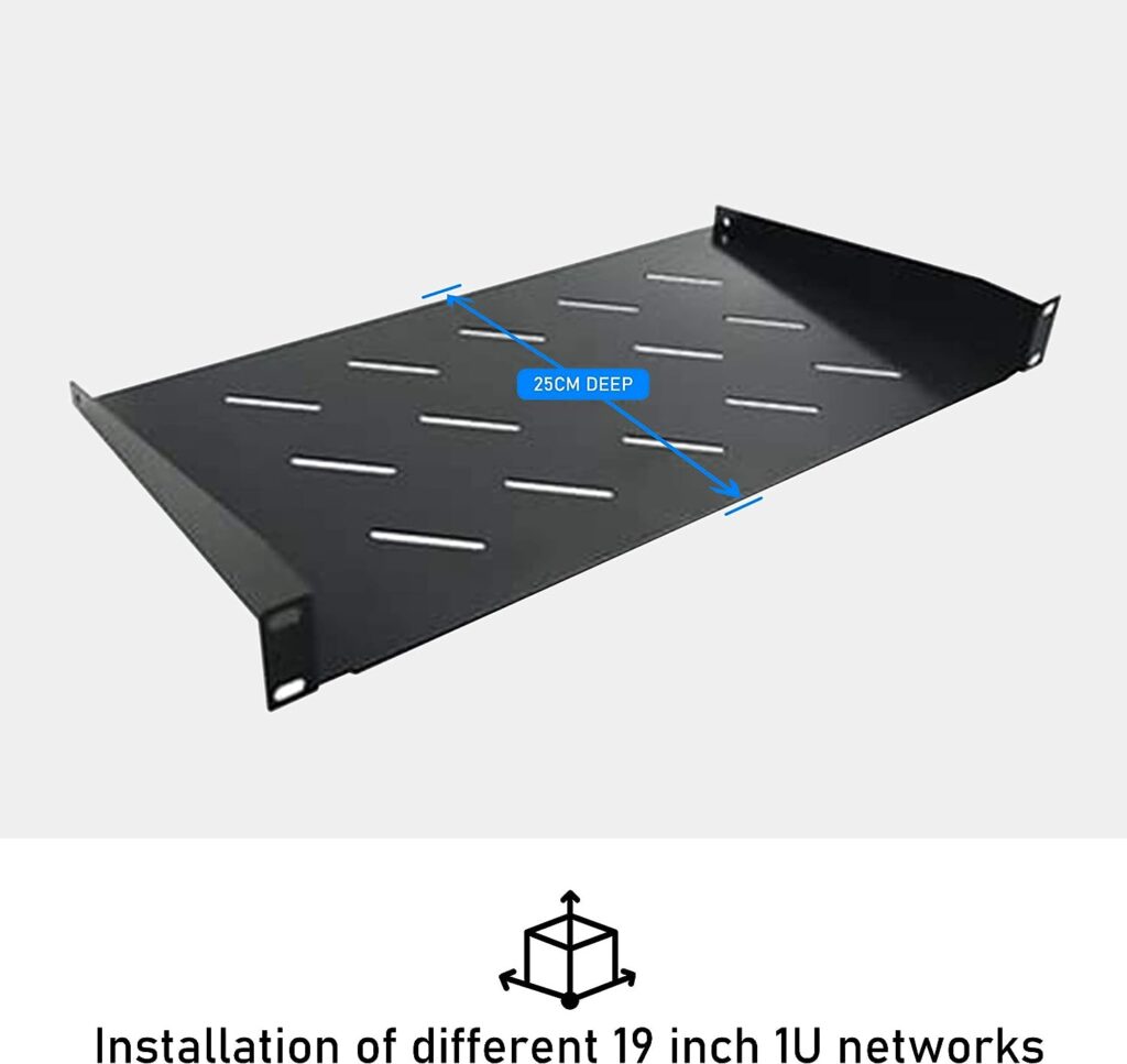 DYNAMODE CAB SHELF Universal Vented Rack Mount Shelf Depth Network Data server Cabinet Equipment (CABSHELF-FE-250)