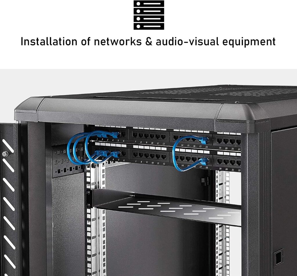 DYNAMODE CAB SHELF Universal Vented Rack Mount Shelf Depth Network Data server Cabinet Equipment (CABSHELF-FE-250)
