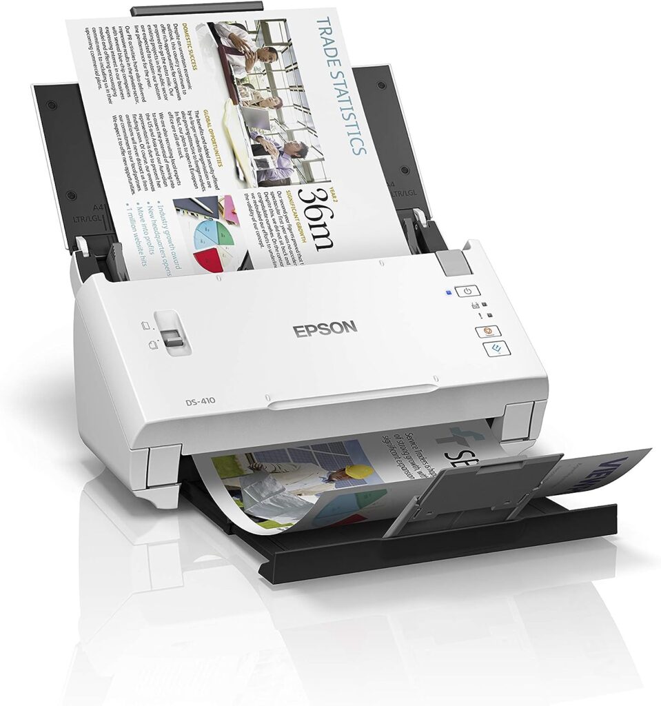 Epson Workforce DS-410 Desktop Sheetfed Business Scanner + Power PDF Software bundle - 26PPM - USB