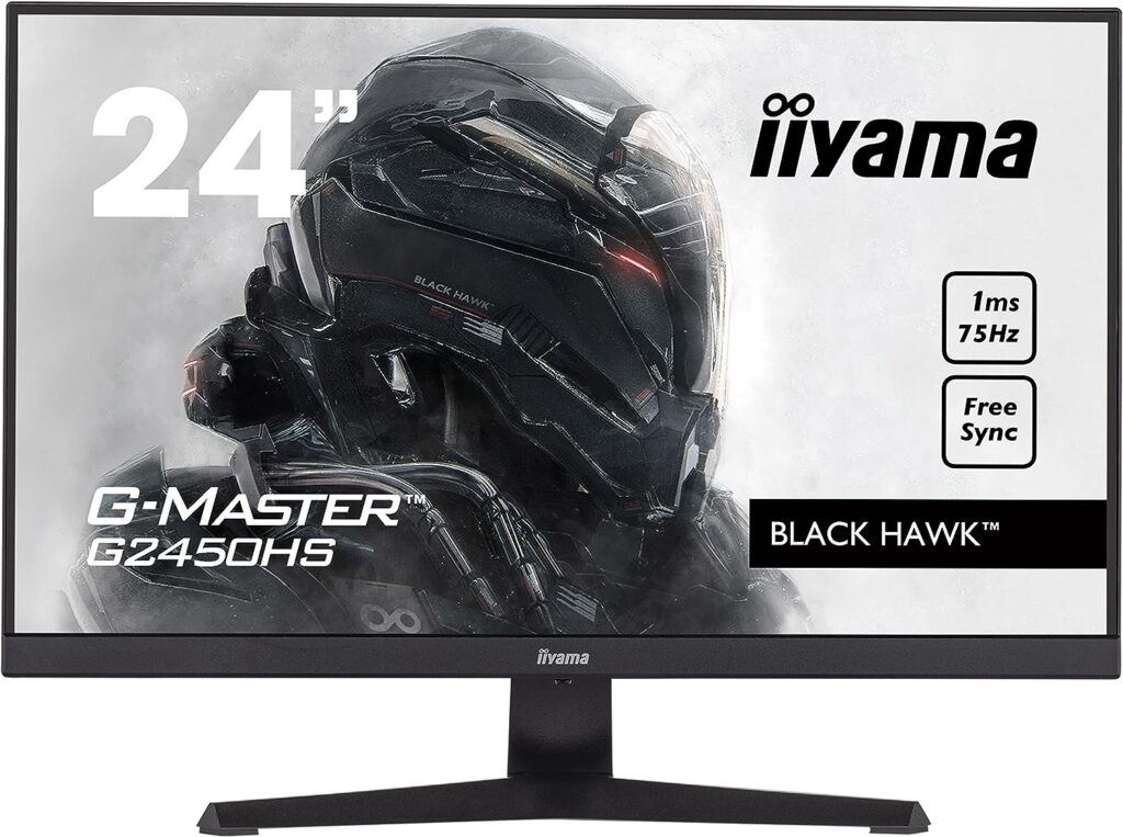 iiyama G-Master G2450HS-B1 24 Inch VA LCD, 75 Hz, Full HD 1920 x 1080, 1 ms, FreeSync, Full HD 1920 x 1080, 1 x HDMI, 1 x DisplayPort, 2 x USB, 2 x 2 W Speakers