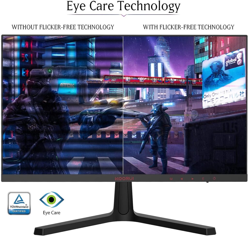 KOORUI 24 Inch Computer Monitor -FHD 1080P Gaming Monitor 165Hz VA 1ms, AdaptiveSync Technology, LED Monitors with Ultra-Thin, HDMI X2 /DP, VESA Compatible, Tilt Adjustable, Eye Care 24E4