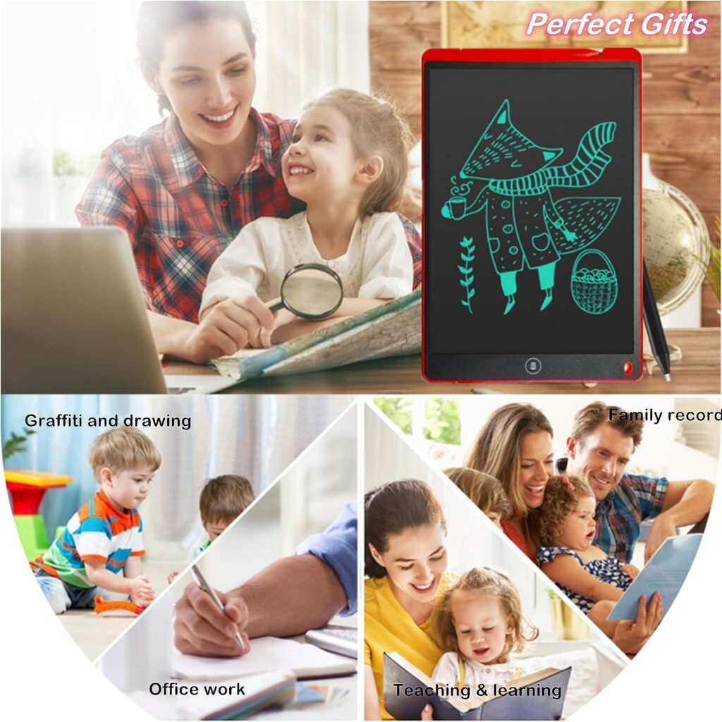 LCD Writing Tablet, 12 Inch Digital eWriter Electronic Graphics Tablets Erasable Portable Doodle Board Drawing Tablets Pads Memo Notepad Birthday Gift for Kids Adult Home School Office (Red)