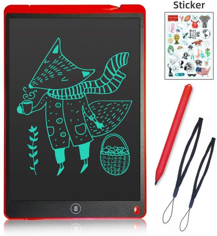 LCD Writing Tablet, 12 Inch Digital eWriter Electronic Graphics Tablets Erasable Portable Doodle Board Drawing Tablets Pads Memo Notepad Birthday Gift for Kids Adult Home School Office (Red)