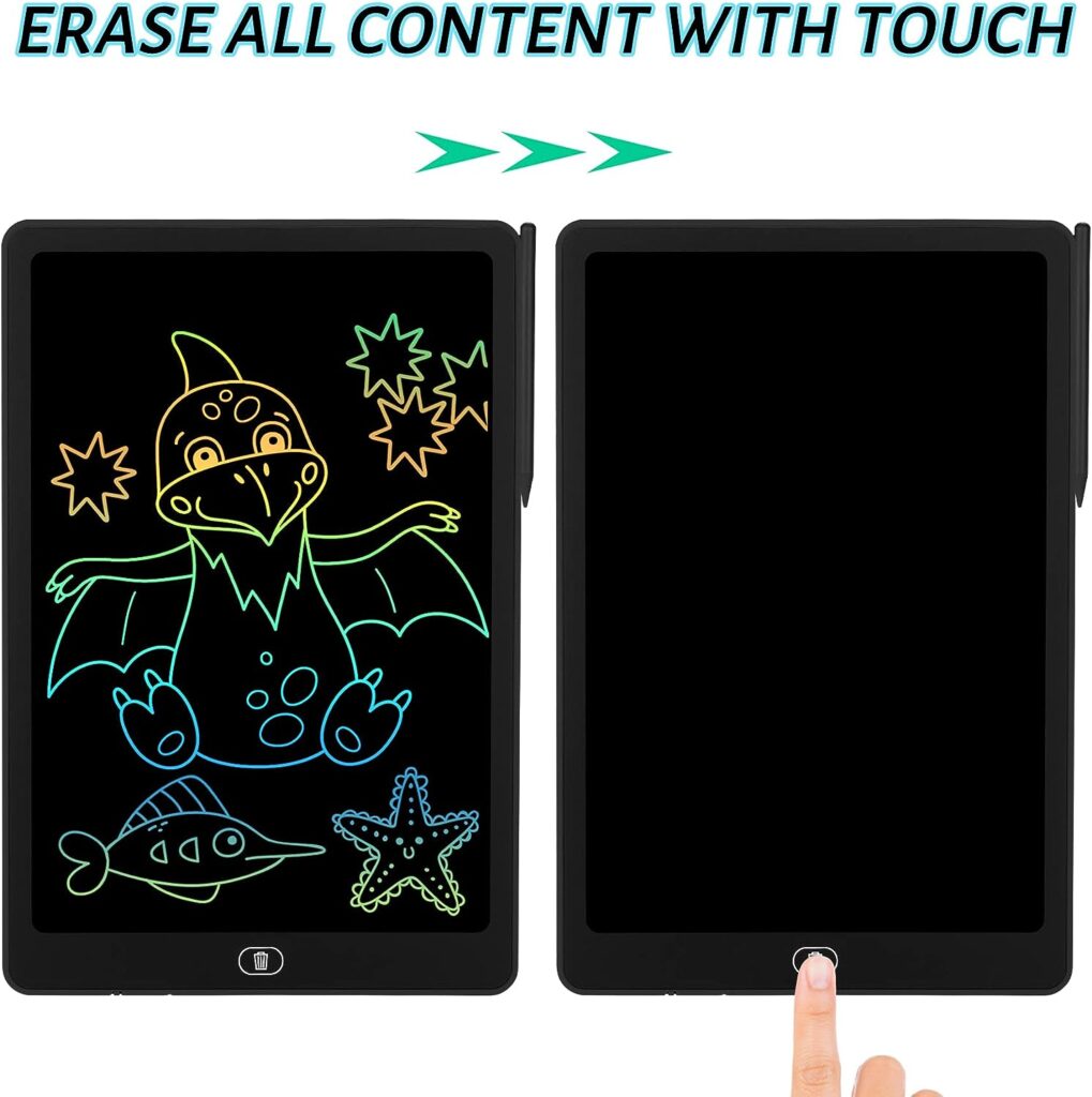 Mamowla LCD Writing Tablet Kids 15 Inch Light Drawing Board Kids Digital Notepad Colorful Digital Ewriter with Lock Function Erasable Electronic Doodle Board for Kids Learning Drawing and Memo,Black