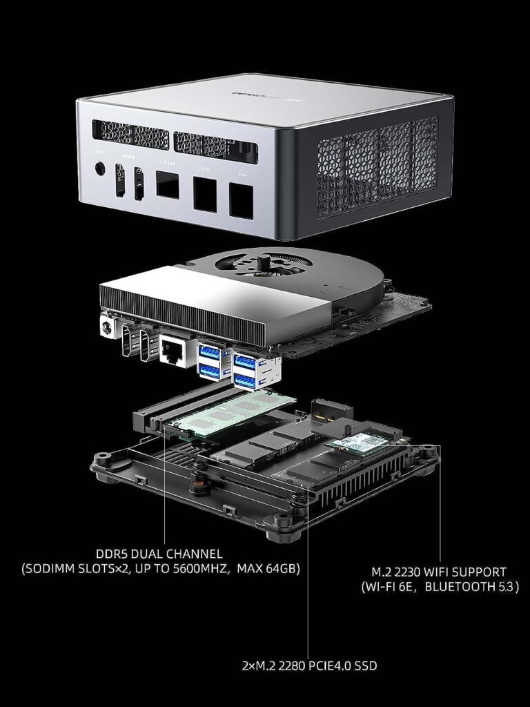 MINISFORUM Venus UM790 Pro Mini PC AMD Ryzen 9 7940HS up to 5.2 GHz 32 GB DDR5 1TB SSD with AMD Radeon 780M, 4x USB3.2, 2x USB4 2xHDMI 2.1, 2x PCIe4.0, Wi-Fi 6E/BT5.3,