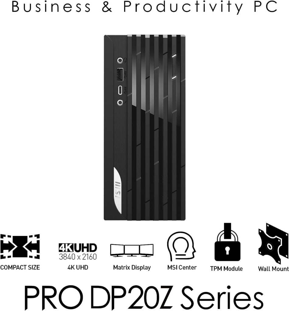 MSI PRO DP20ZA 5M AMD RYZEN 7 5700G Barebone, Mini PC, 2.6L, Type C, USB 3.2 Gen2, HDMI, DisplayPort, LAN, WiFi, BT, VESA, Supports Max 64GB DDR4 SO-DIMM (2 Slots), M.2 (2 Slot), 2.5SSD/HDD (2 Slot)